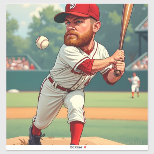 Karikatuur illustratie van het Amerikaanse honkbal Sticker (Vel)