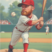 Karikatuur illustratie van het Amerikaanse honkbal Sticker (Voorkant)