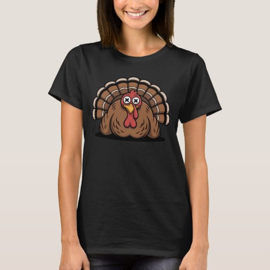 Karikatuur kalkoengezicht Thanksgiving T-shirt (Voorkant)