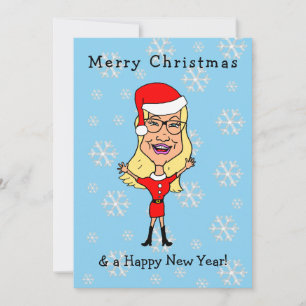 Karikatuur Kerstman Meisje Blond Gelukkig Kerstmis Feestdagenkaart