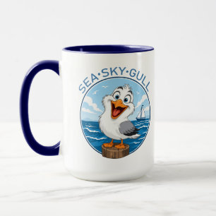 Karikatuur meeuw keramische koffiemok mok