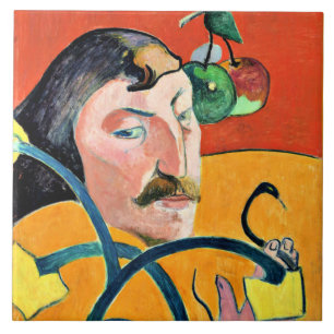 Karikatuur, schilderij van Gauguin, Tegeltje