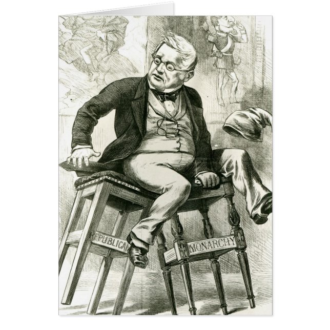 Karikatuur van Adolphe Thiers tussen twee (Voorkant)