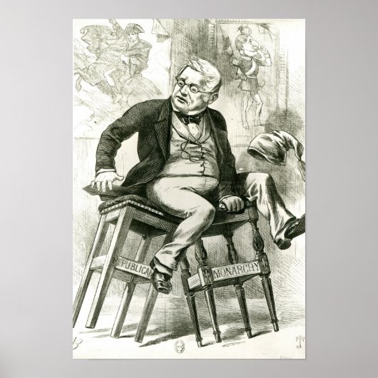 Karikatuur van Adolphe Thiers tussen twee Poster (Voorkant)