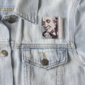 Karikatuur van Albert, Duc de Broglie Vierkante Button 5,1 Cm (In situ)