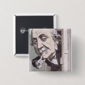 Karikatuur van Albert, Duc de Broglie Vierkante Button 5,1 Cm (Voorkant /achterkant)