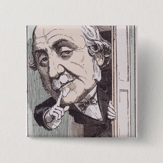 Karikatuur van Albert, Duc de Broglie Vierkante Button 5,1 Cm (Voorkant)