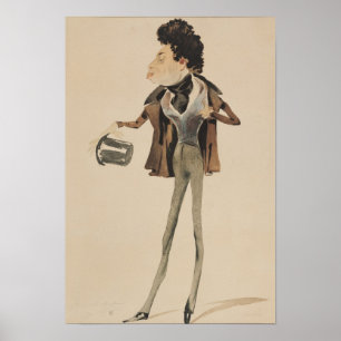 Karikatuur van Alexander Dumas Pere Poster