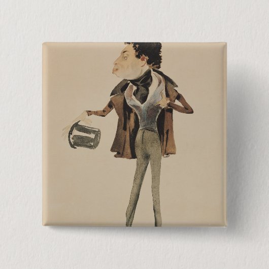 Karikatuur van Alexander Dumas Pere Vierkante Button 5,1 Cm (Voorkant)