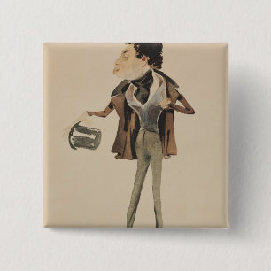 Karikatuur van Alexander Dumas Pere Vierkante Button 5,1 Cm