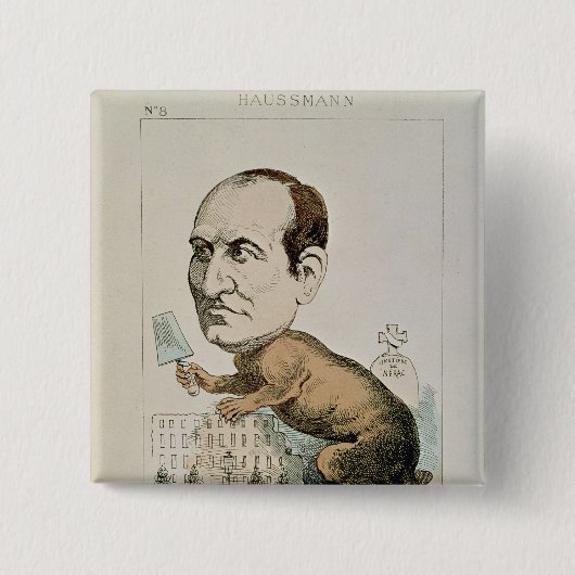 Karikatuur van Baron Georges Eugene Haussmann Vierkante Button 5,1 Cm (Voorkant)