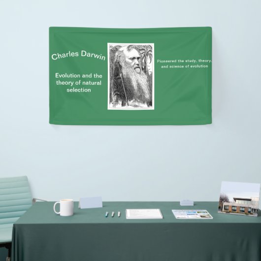 Karikatuur van Charles Darwin Spandoek (Beurs)