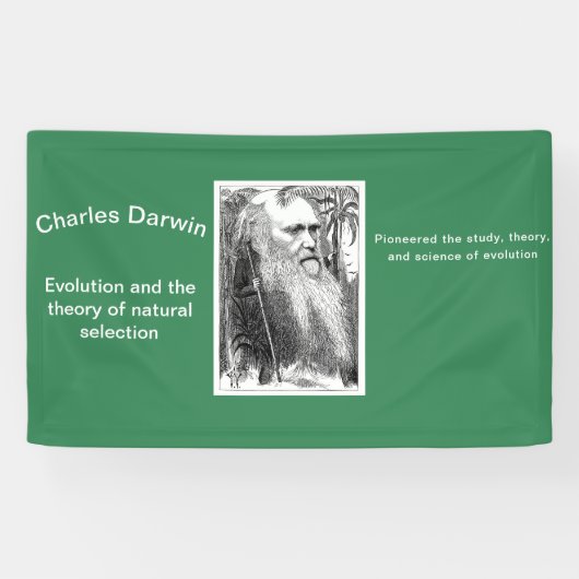 Karikatuur van Charles Darwin Spandoek (Horizontaal)