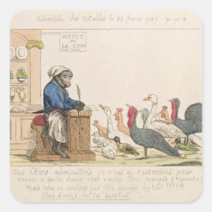 Karikatuur van de assemblage van notabelen vierkante sticker