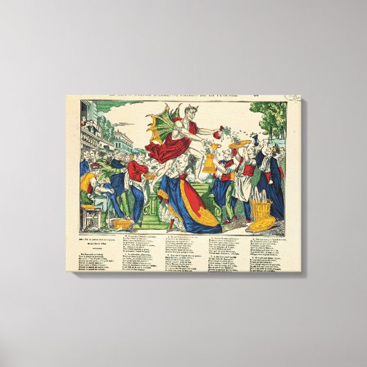 Karikatuur van de Demon van het Geld, 1860 Canvas Afdruk (Voorkant)