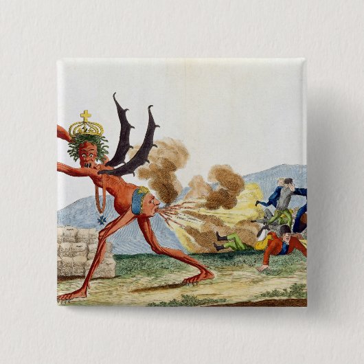 Karikatuur van de Engelse regering, 1793 Vierkante Button 5,1 Cm (Voorkant)