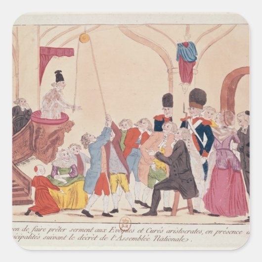Karikatuur van de manier om aristocratisch te make vierkante sticker (Voorkant)