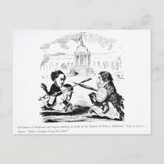 Karikatuur van Delacroix en Ingres Briefkaart (Voorkant)