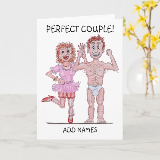 Karikatuur van een perfect paar kaart (Gele Bloem)