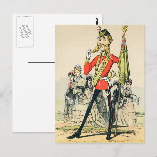 Karikatuur van een Victoriaans Britse soldaat Briefkaart (Voorkant / Achterkant)