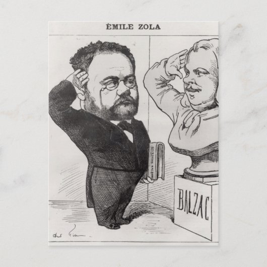 Karikatuur van Emile Zola Briefkaart (Voorkant)
