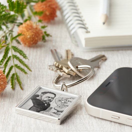 Karikatuur van Emile Zola Sleutelhanger (Zijkant)