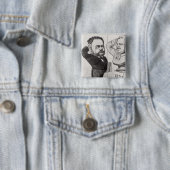 Karikatuur van Emile Zola Vierkante Button 5,1 Cm (In situ)