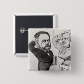 Karikatuur van Emile Zola Vierkante Button 5,1 Cm (Voorkant /achterkant)