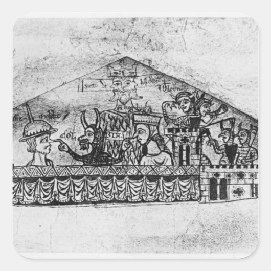 Karikatuur van Engelse joden, van een Haggadah Vierkante Sticker (Voorkant)