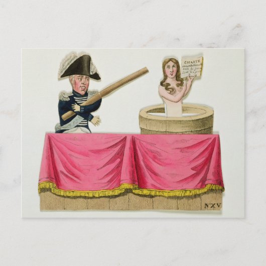 Karikatuur van het Constitutioneel Handvest Briefkaart (Voorkant)