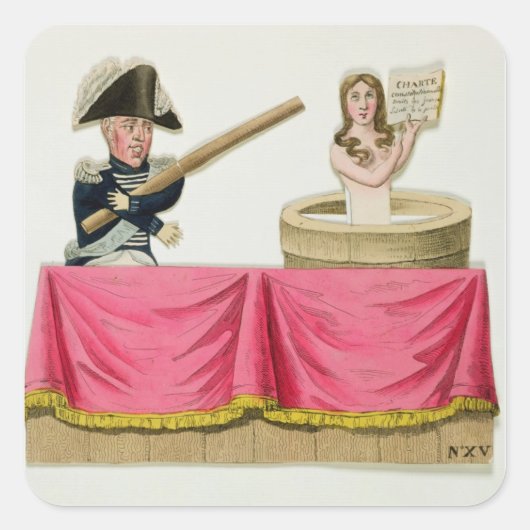 Karikatuur van het Constitutioneel Handvest Vierkante Sticker (Voorkant)