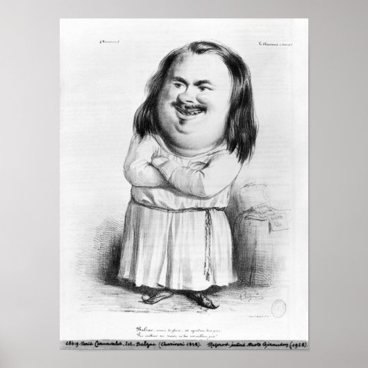 Karikatuur van Honore de Balzac Poster (Voorkant)