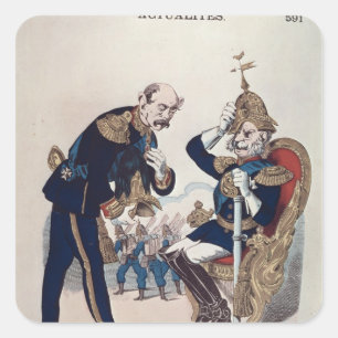 Karikatuur van Kaiser Wilhelm van Pruisen Vierkante Sticker