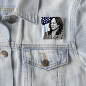 Karikatuur van Kamala Harris Vierkante Button 5,1 Cm (In situ)