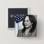 Karikatuur van Kamala Harris Vierkante Button 5,1 Cm (Voorkant /achterkant)