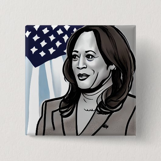 Karikatuur van Kamala Harris Vierkante Button 5,1 Cm (Voorkant)