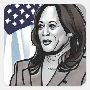 Karikatuur van Kamala Harris Vierkante Sticker