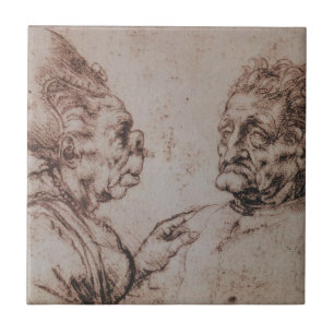 Karikatuur van Leonardo da Vinci Tegeltje