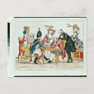 Karikatuur van Louis XVI speelschacht Briefkaart