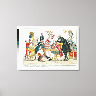 Karikatuur van Louis XVI speelschacht Canvas Afdruk