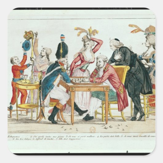 Karikatuur van Louis XVI speelschacht Vierkante Sticker (Voorkant)