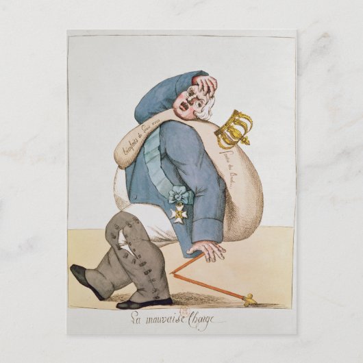 Karikatuur van Louis XVIII 1815 Briefkaart (Voorkant)