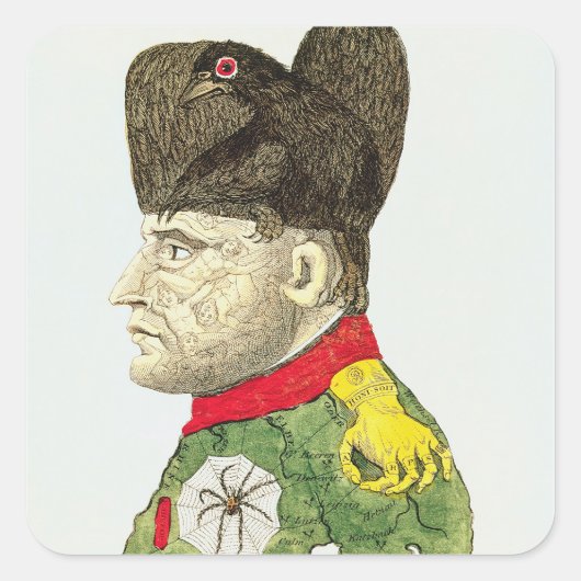 Karikatuur van Napoleon Bonaparte Vierkante Sticker (Voorkant)