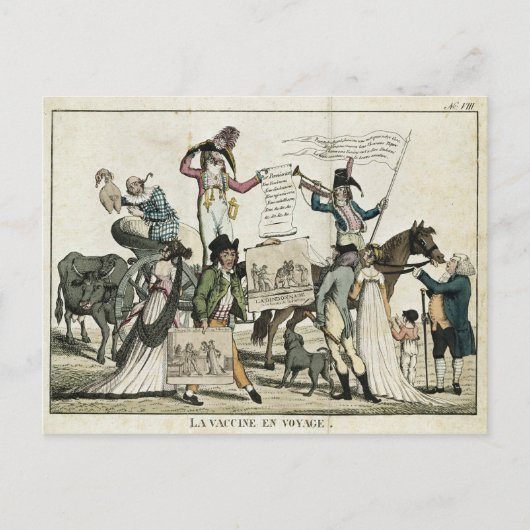 Karikatuur van quack dokters die vaccins aanbieden briefkaart (Voorkant)