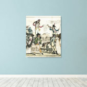 Karikatuur van quack dokters die vaccins aanbieden canvas afdruk (Insitu (Houten vloer))