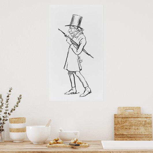 Karikatuur van Soren Aabye Kierkegaard Poster (Keuken)