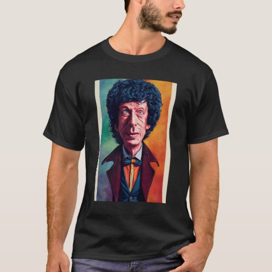 Karikatuur van Tom Baker als Dr. T-shirt (Voorkant)