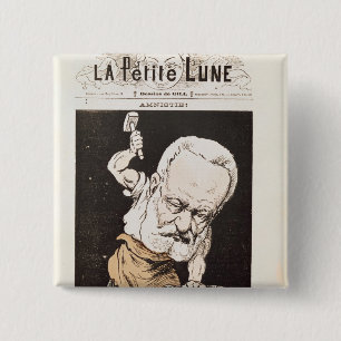 Karikatuur van Victor Hugo Vierkante Button 5,1 Cm