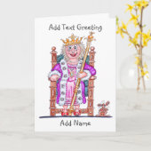 Karikatuur van vrouw koningin of prinses kaart (Gele Bloem)