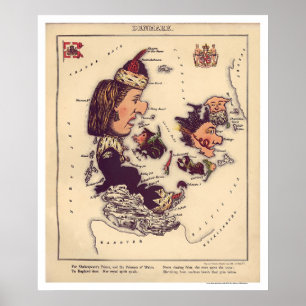Karikatuurkaart 1868 Denemarken Poster